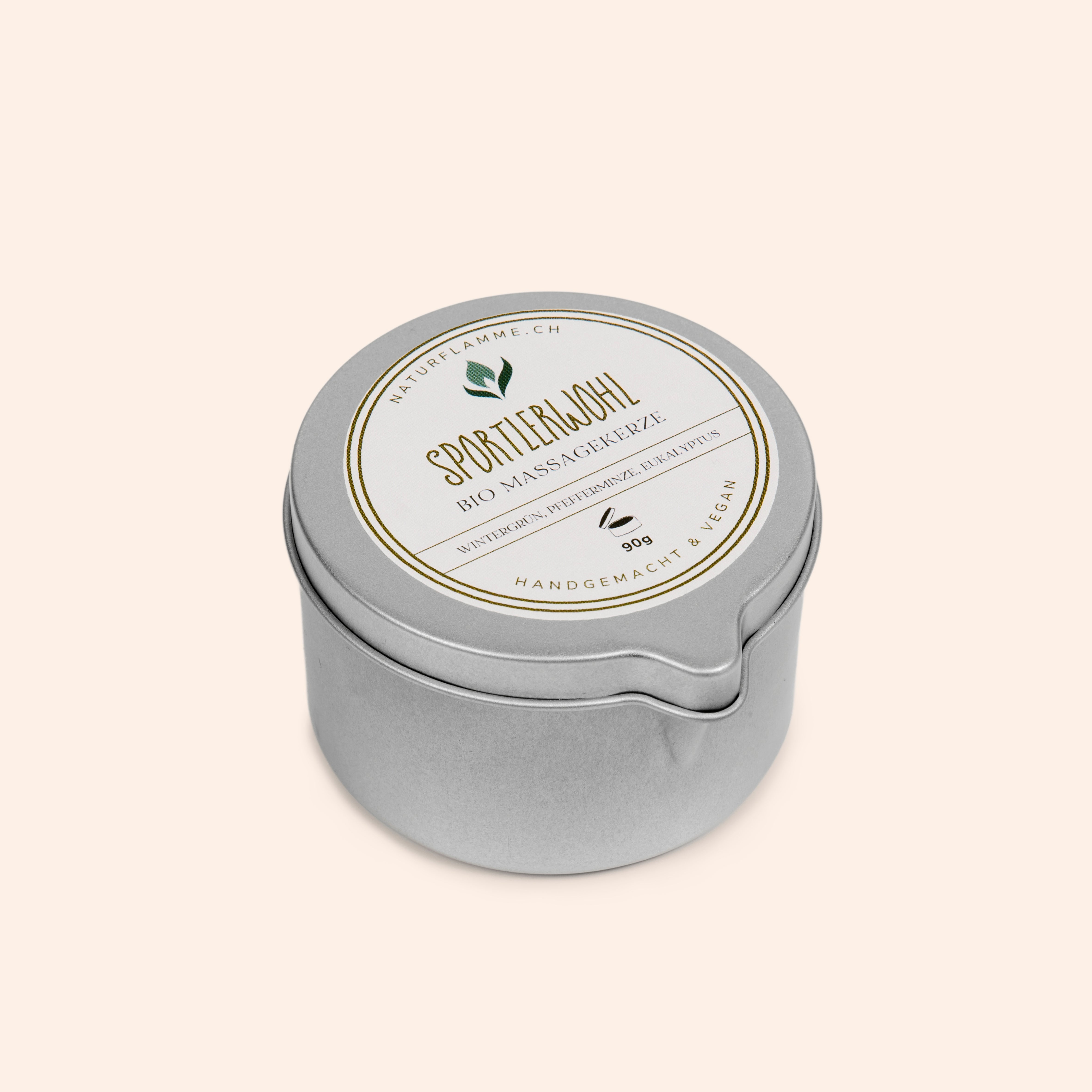 Massagekerze «Sportlerwohl» Wintergrün, Pfefferminze & Eukalyptus Bio