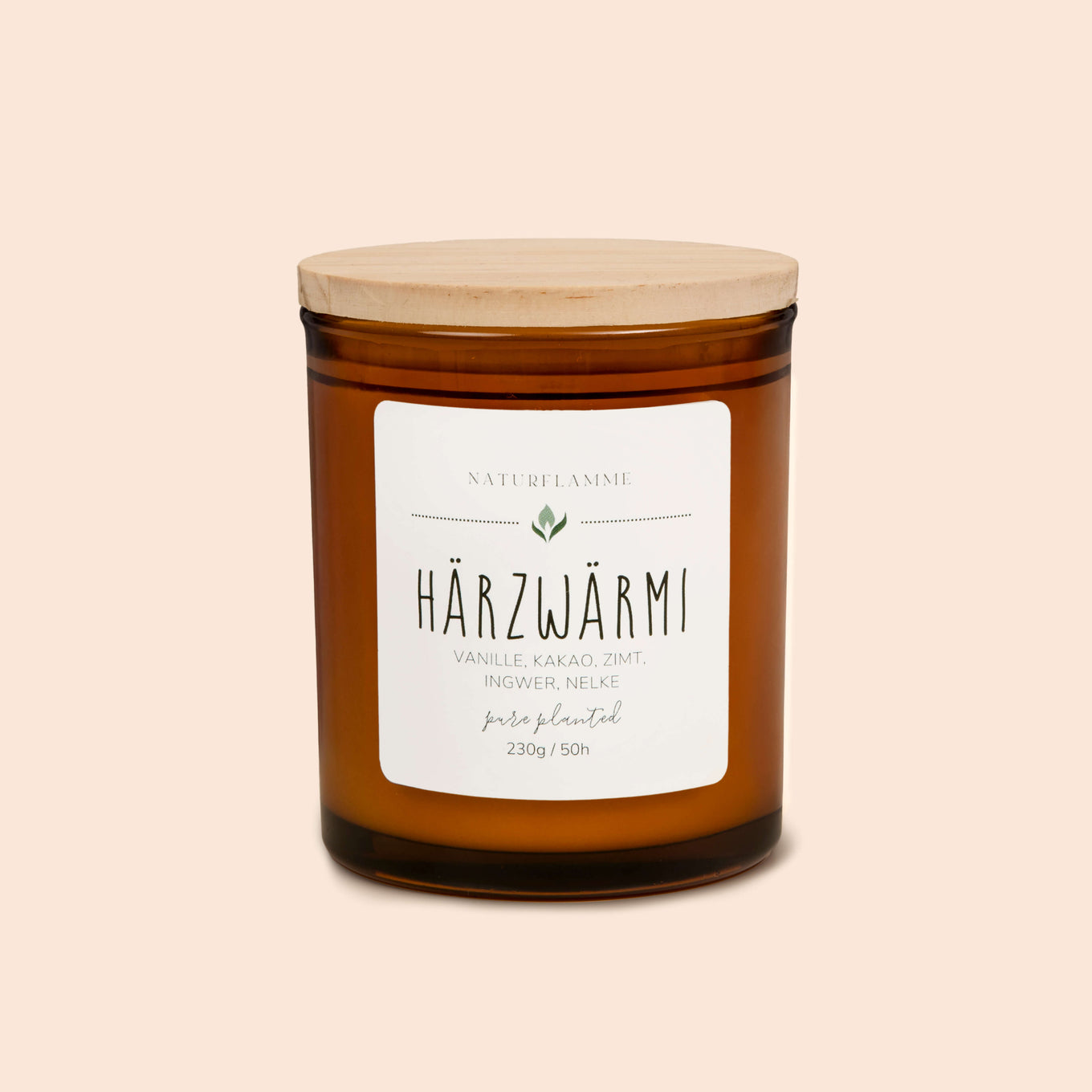 Duftkerze «Härzwärmi» Vanille, Kakao, Zimt, Ingwer & Nelke Bio