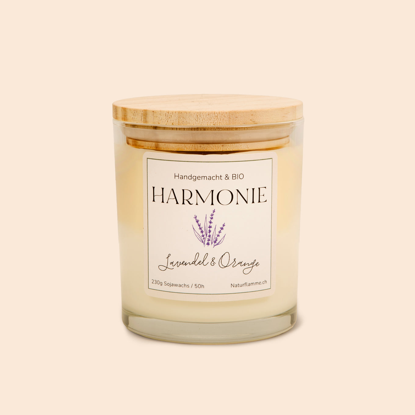 Zweifarbige Duftkerze «Harmonie» Lavendel & Orange Bio