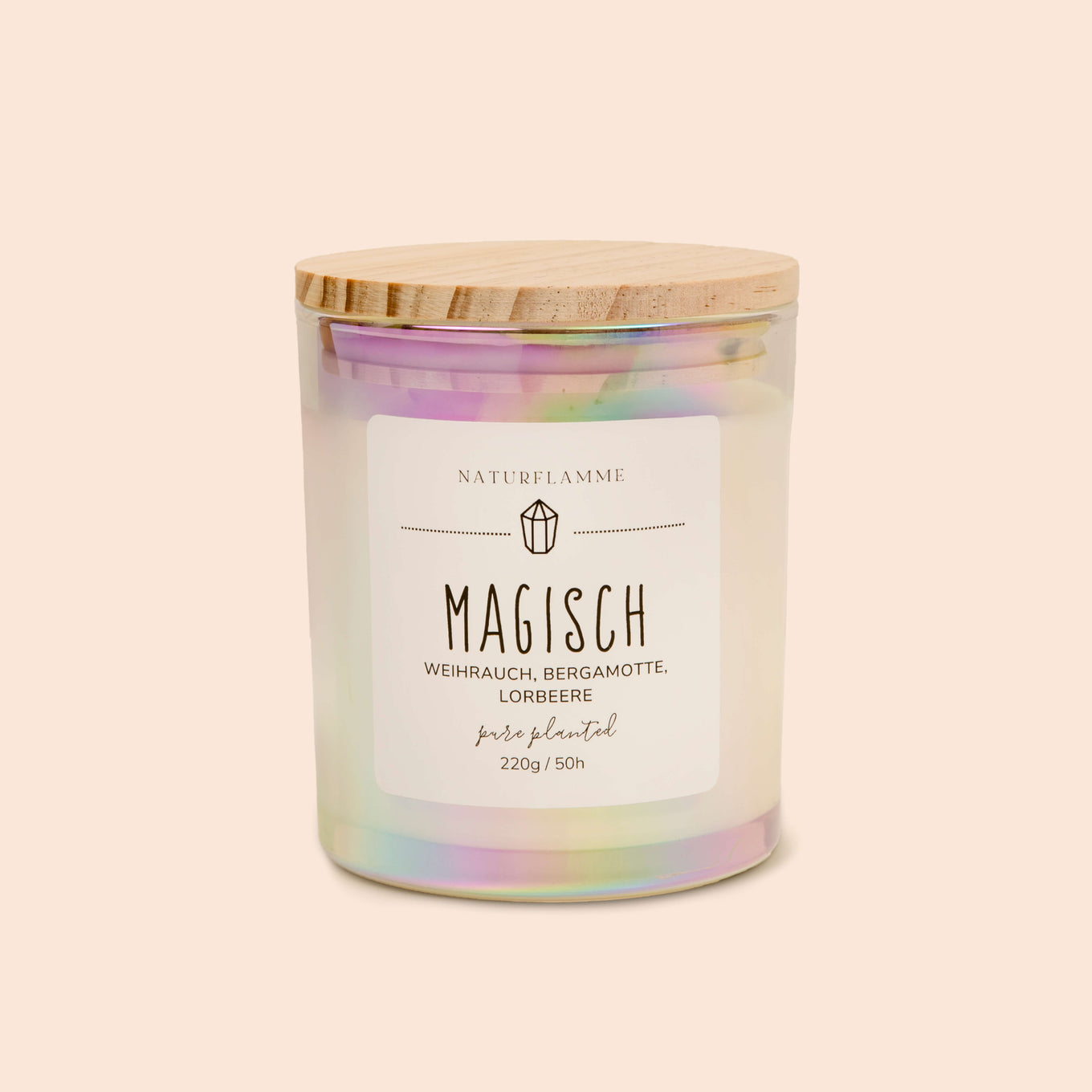 Heilsteinkerze «Magisch» Weihrauch, Bergamotte & Lorbeere Bio