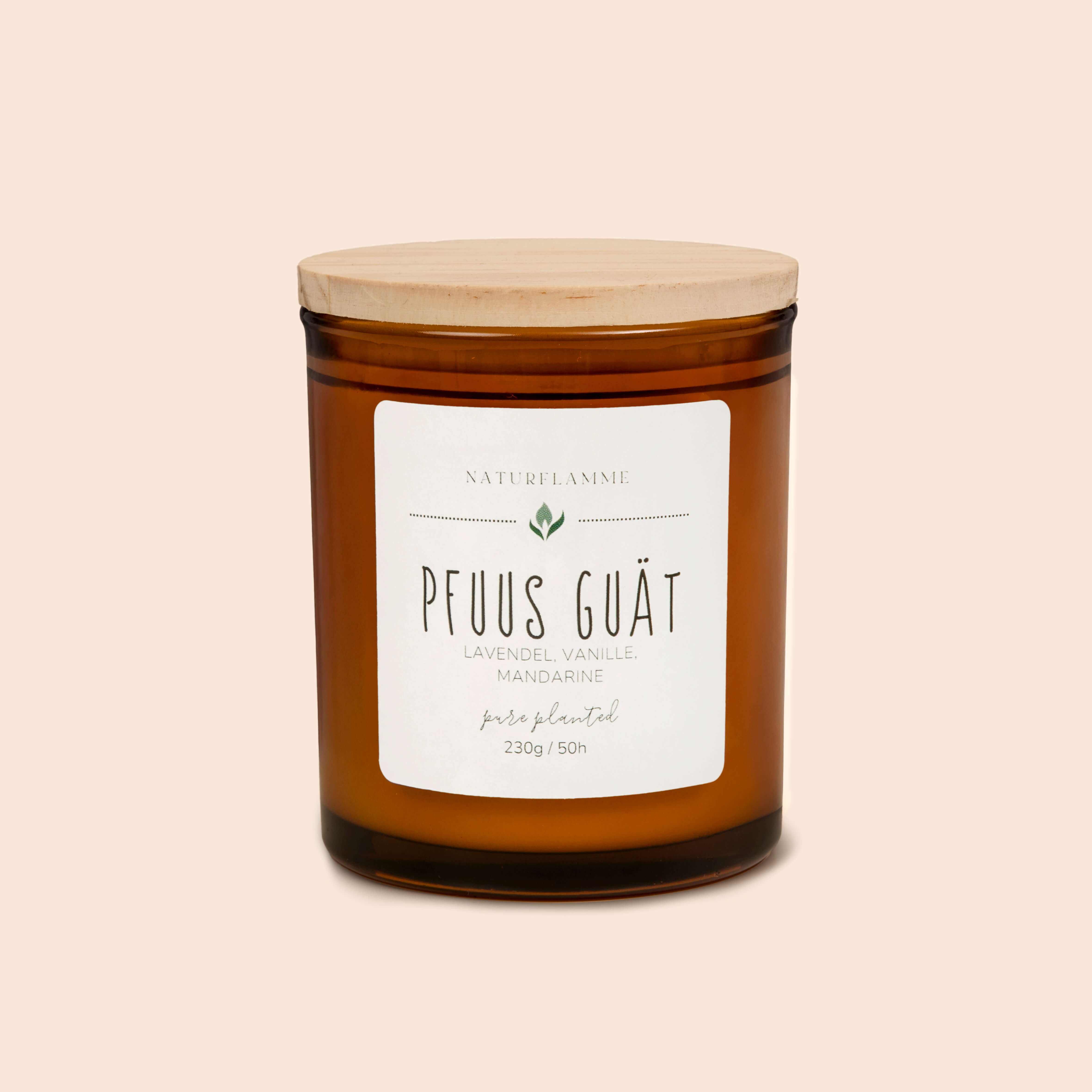 Gute-Nacht-Duftkerze «Pfuus Guät» Lavendel, Vanille & Mandarine Bio