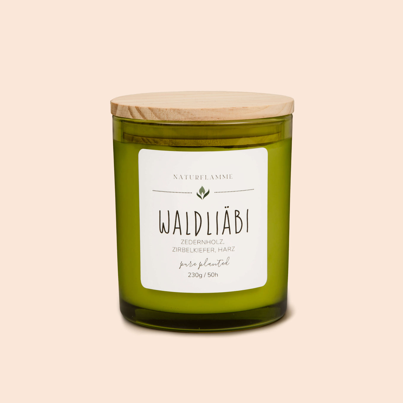 Duftkerze Waldliäbi im Kerzenglas grün