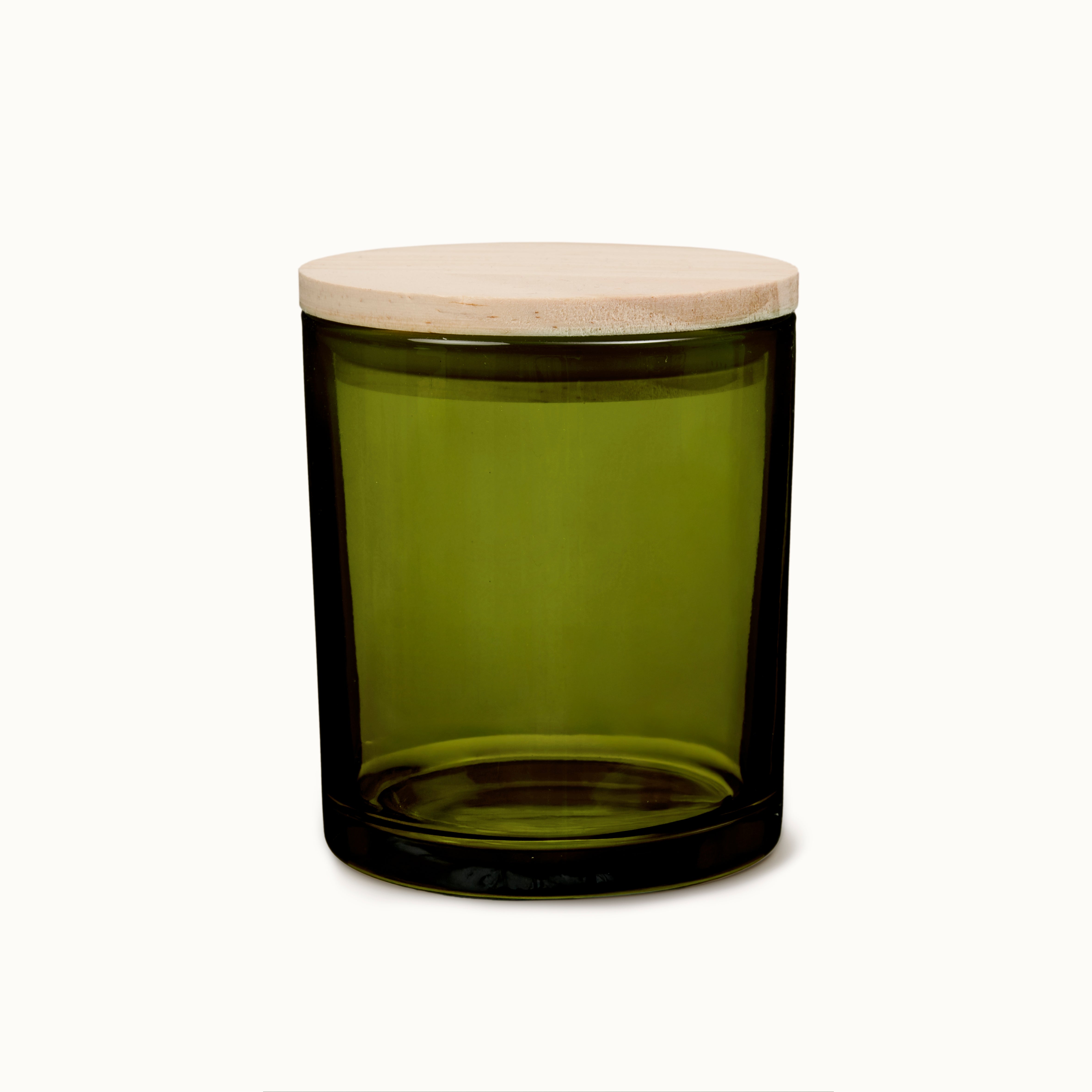 Kerzenglas grün 300ml, inkl. Holzdeckel – Naturflamme