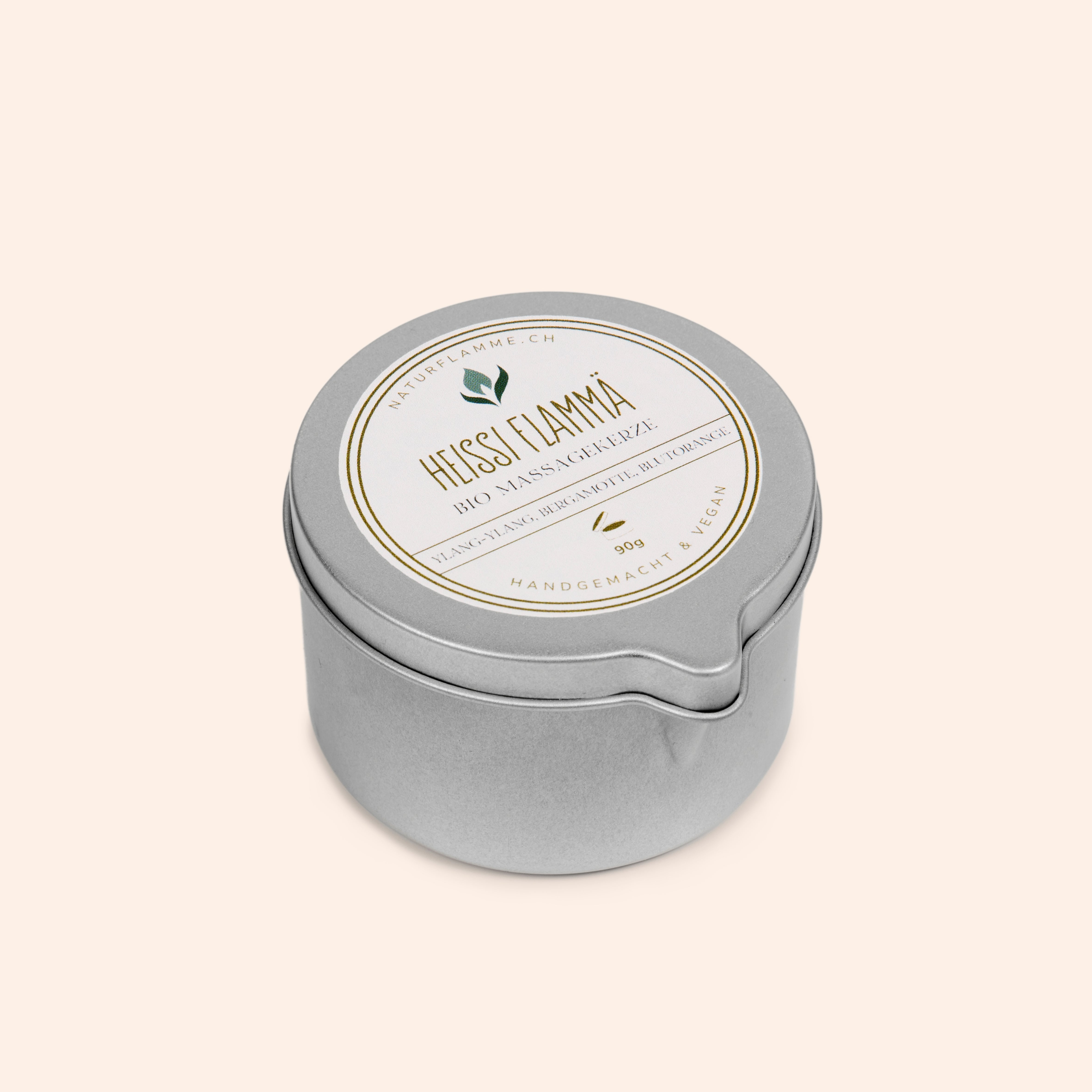 Massagekerze "Heissi Flammä" Ylang-Ylang, Bergamotte & Blutorange Bio