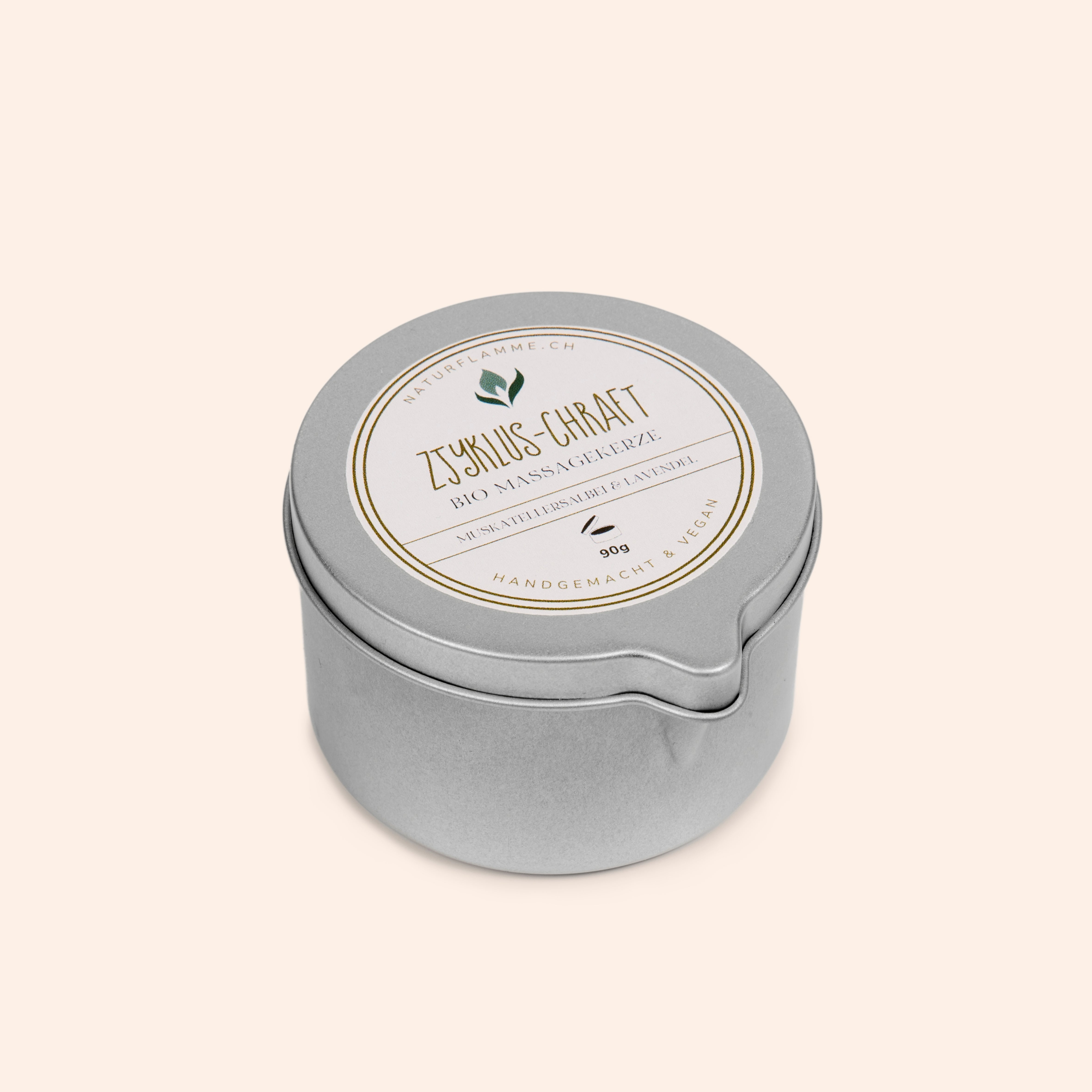 Massagekerze "Zyklus-Chraft" Muskatellersalbei & Lavendel Bio