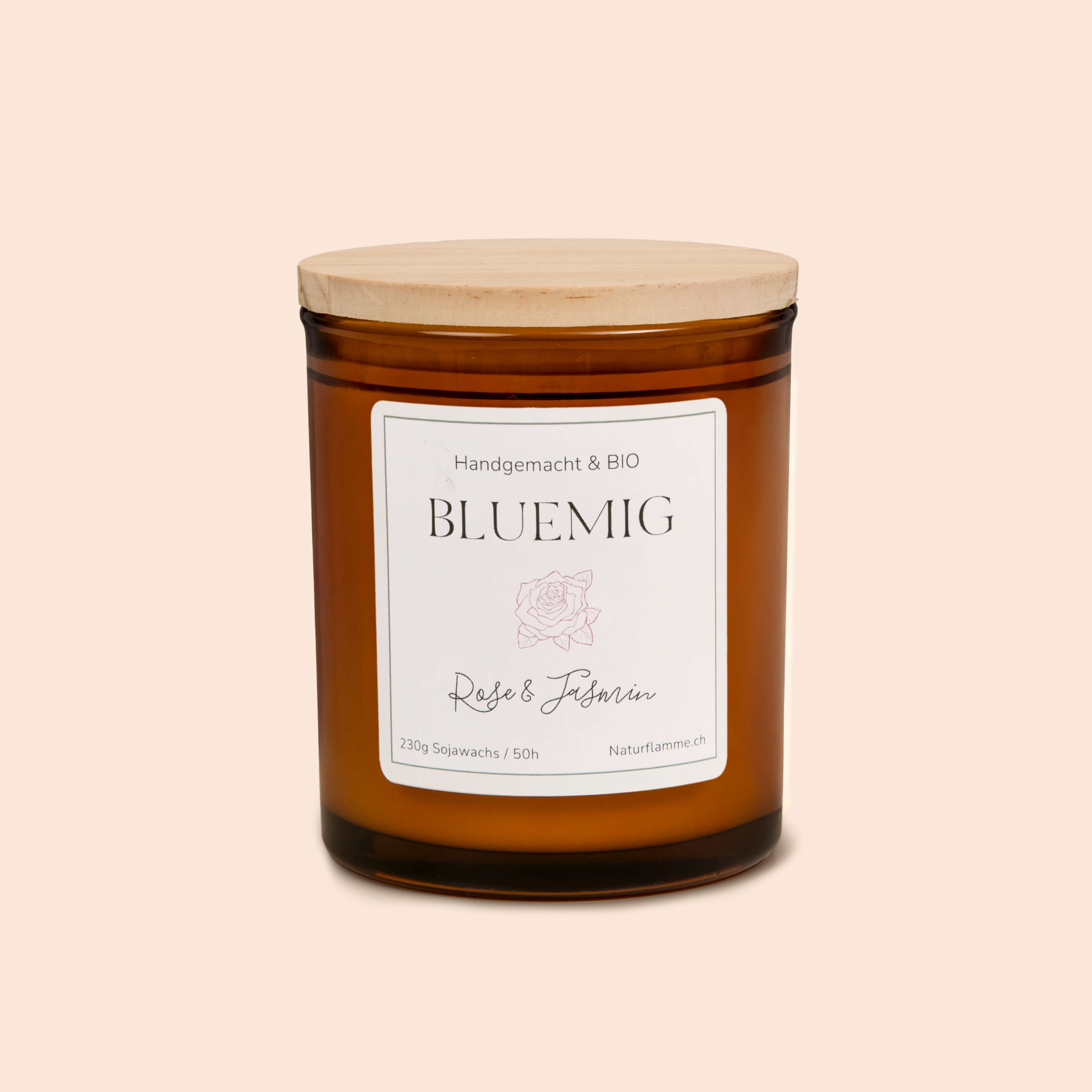 Blumenkerze "Bluemig" Rose & Jasmin Bio
