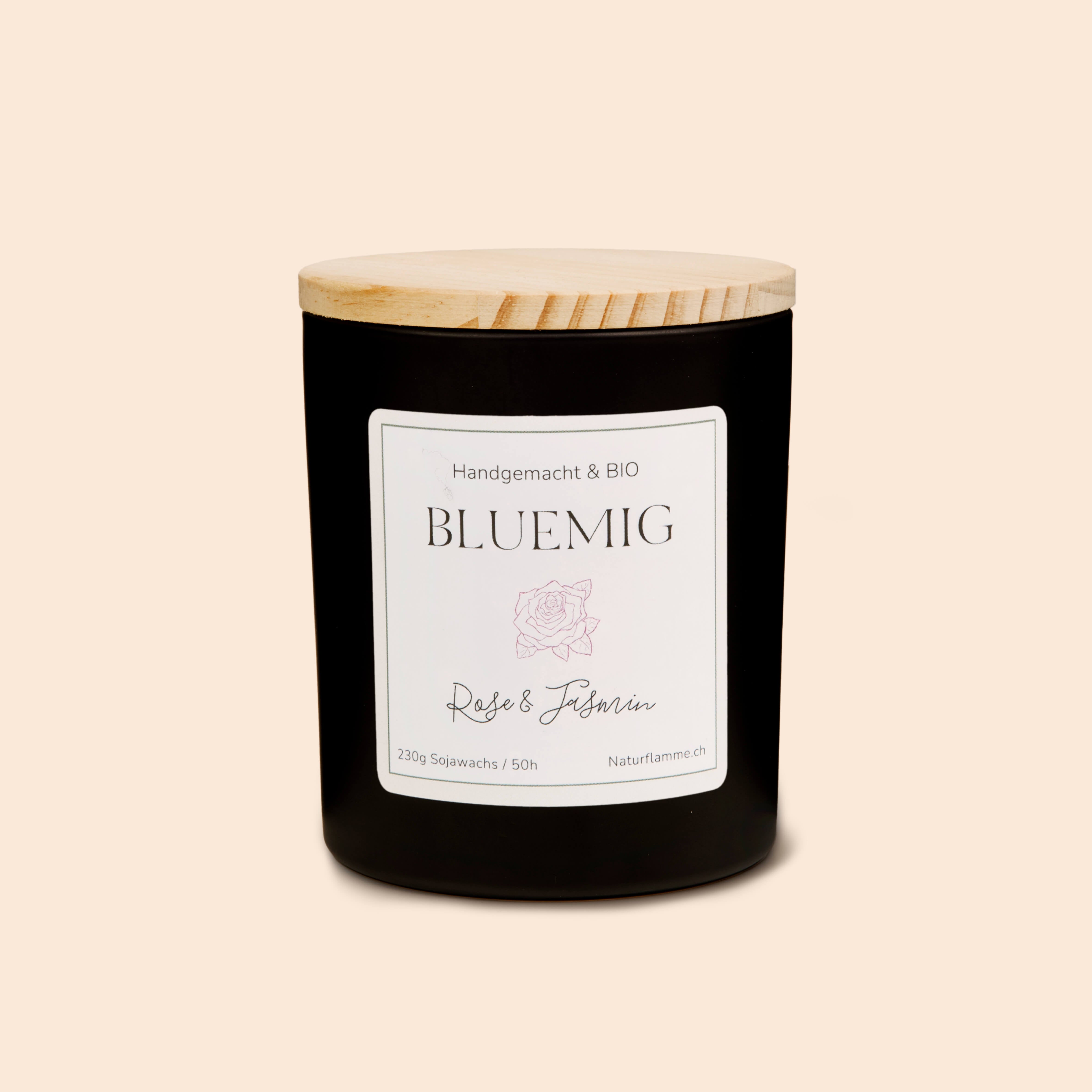 Blumenkerze "Bluemig" Rose & Jasmin Bio