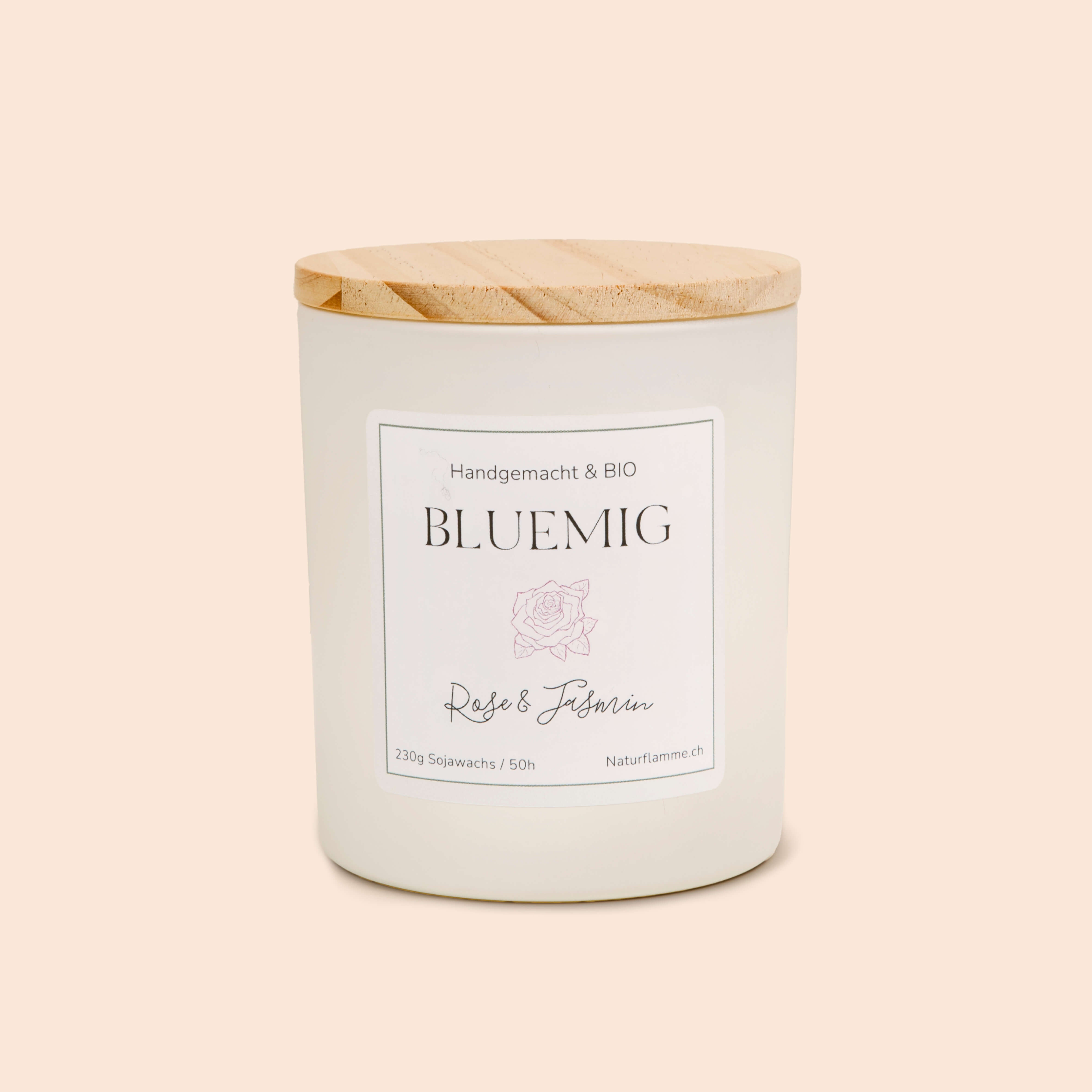 Blumenkerze "Bluemig" Rose & Jasmin Bio