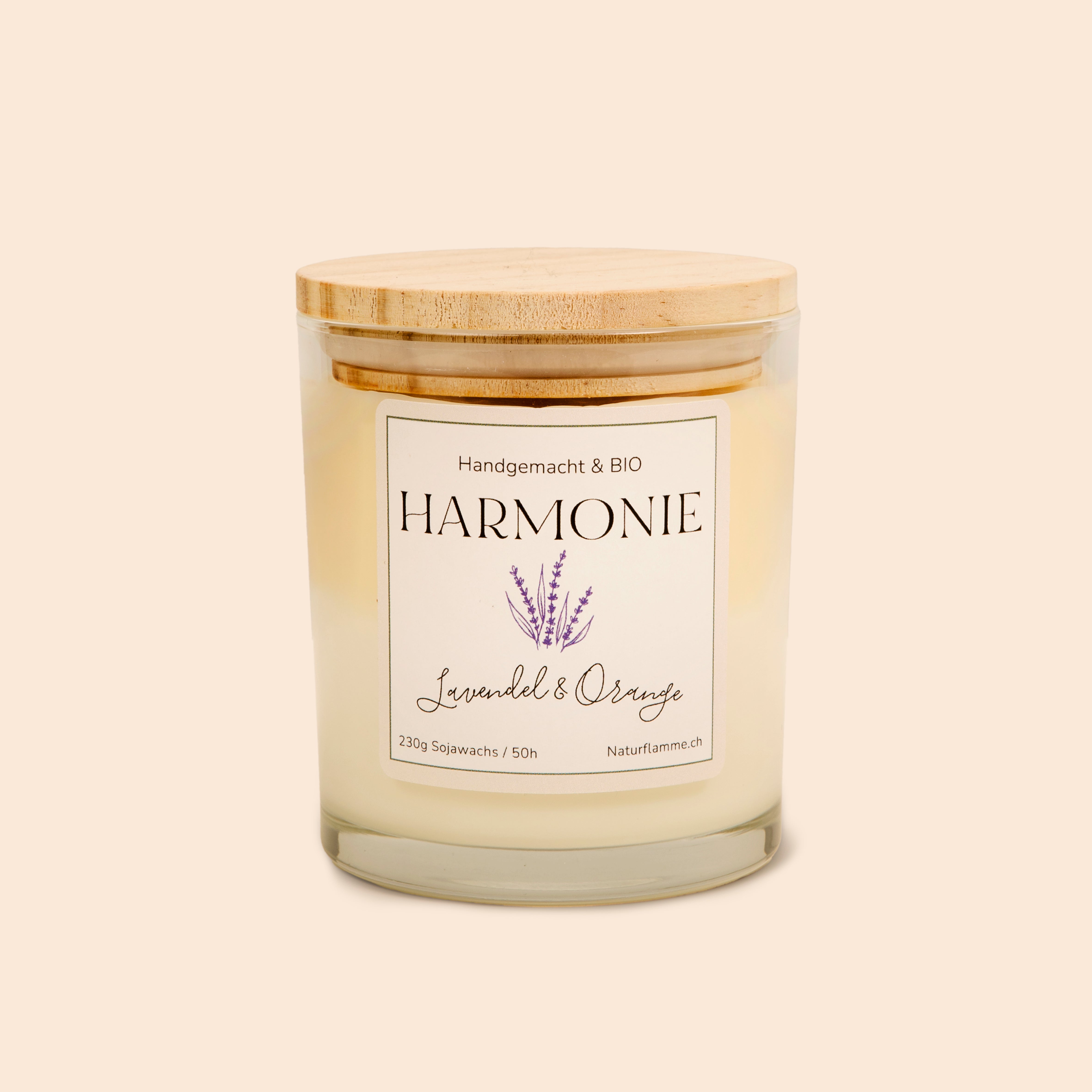 Zweifarbige Duftkerze "Harmonie" Lavendel & Orange Bio
