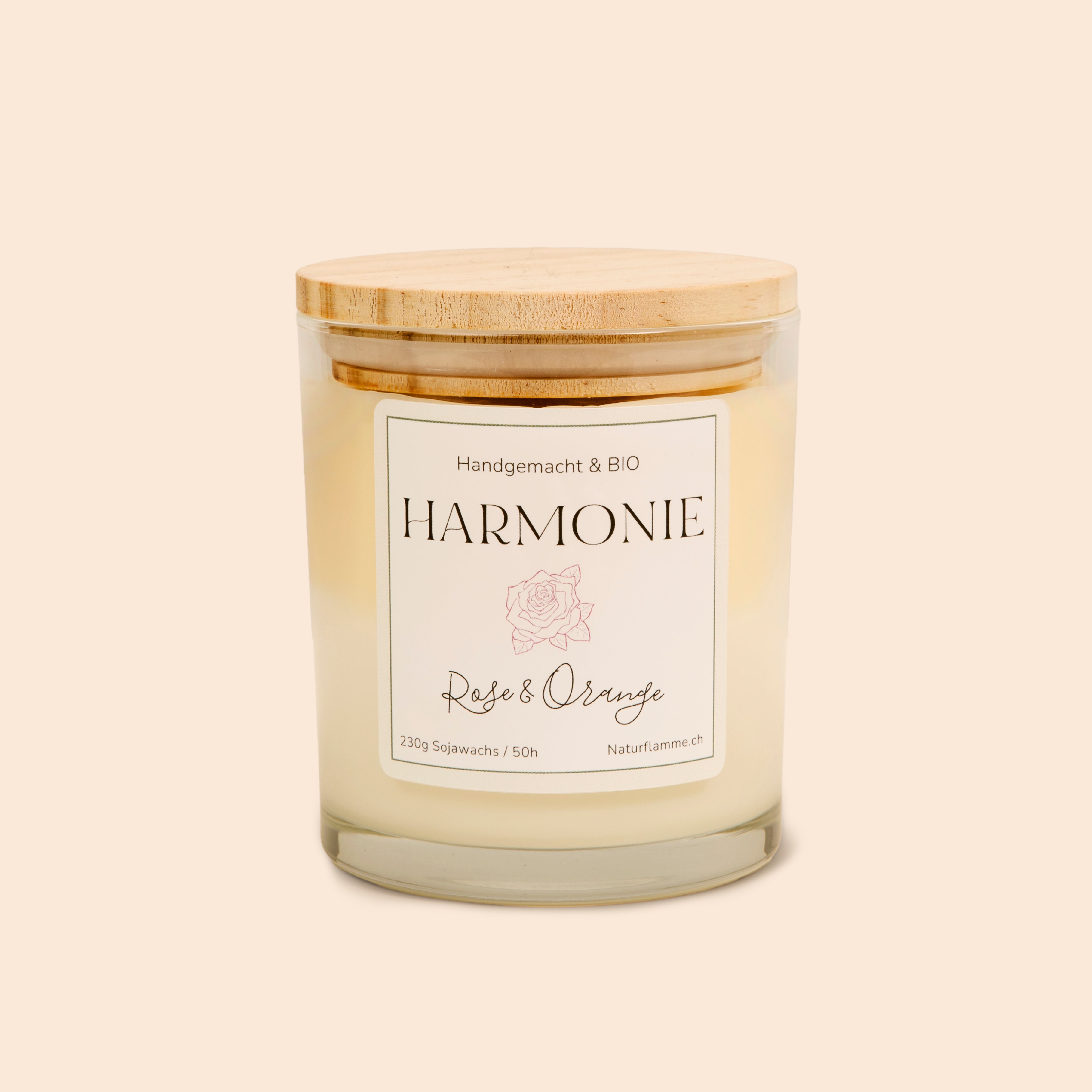 Zweifarbige Duftkerze "Harmonie" Rose & Orange Bio