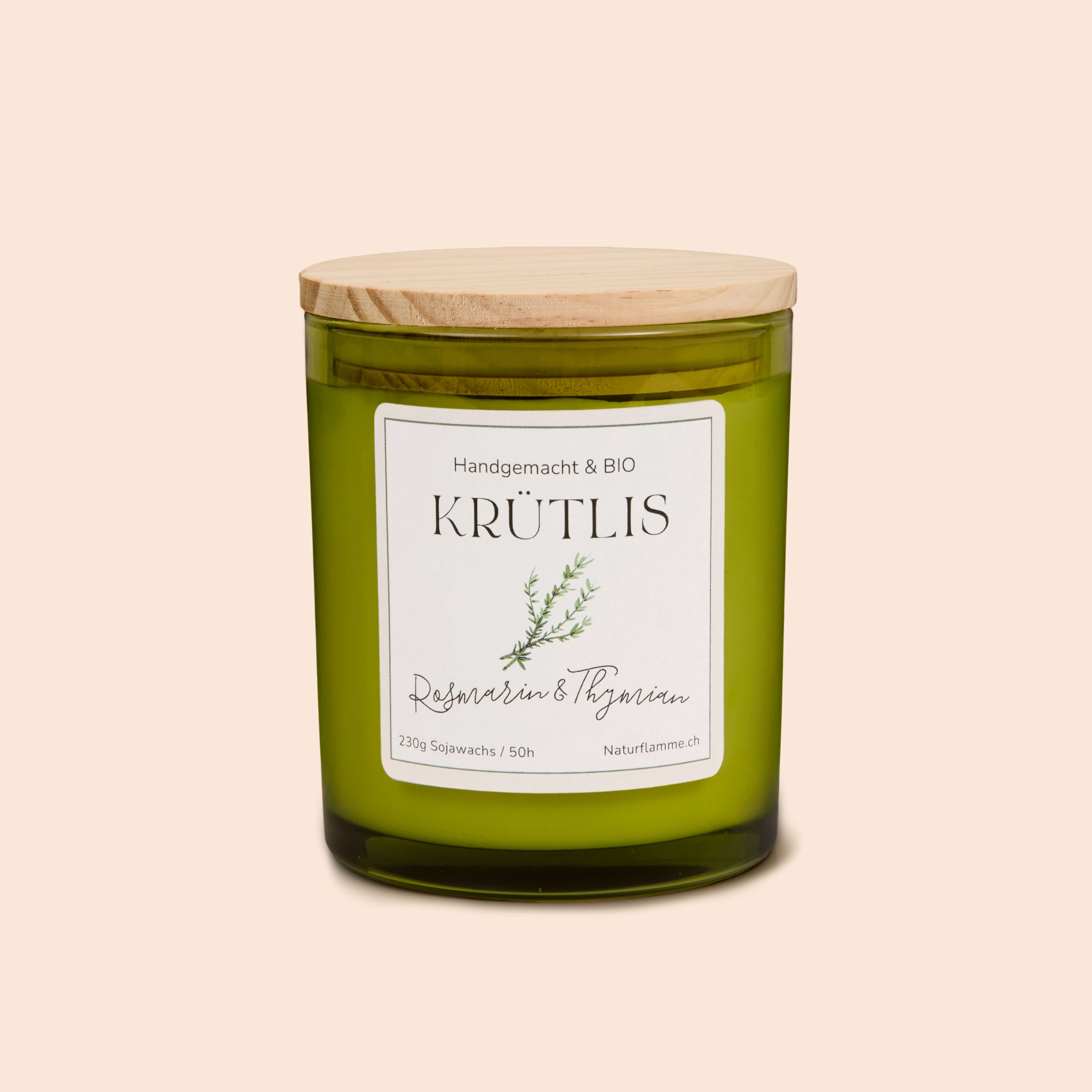 Mediterrane Kräuterkerze "Krütlis" Rosmarin & Thymian Bio