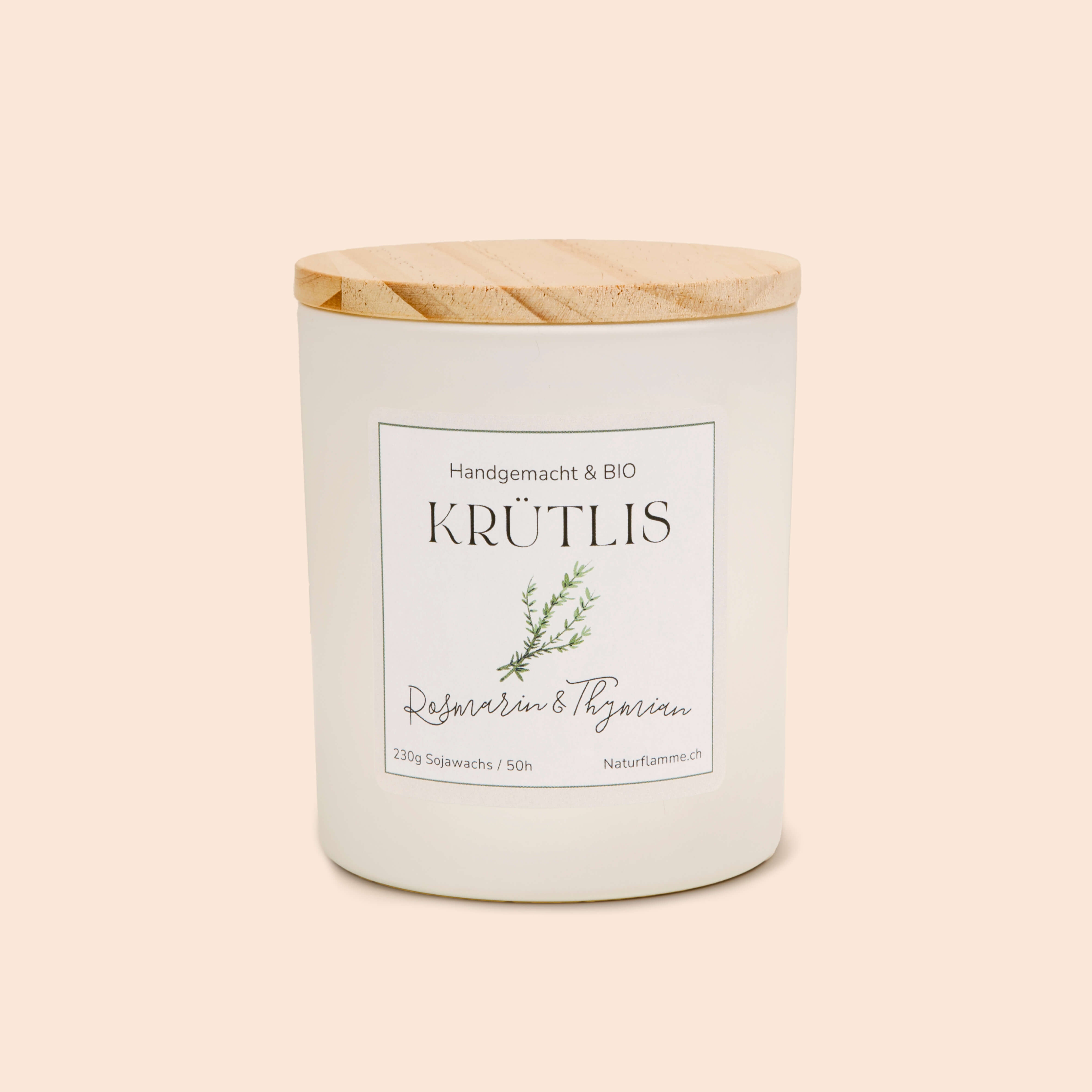 Mediterrane Kräuterkerze "Krütlis" Rosmarin & Thymian Bio