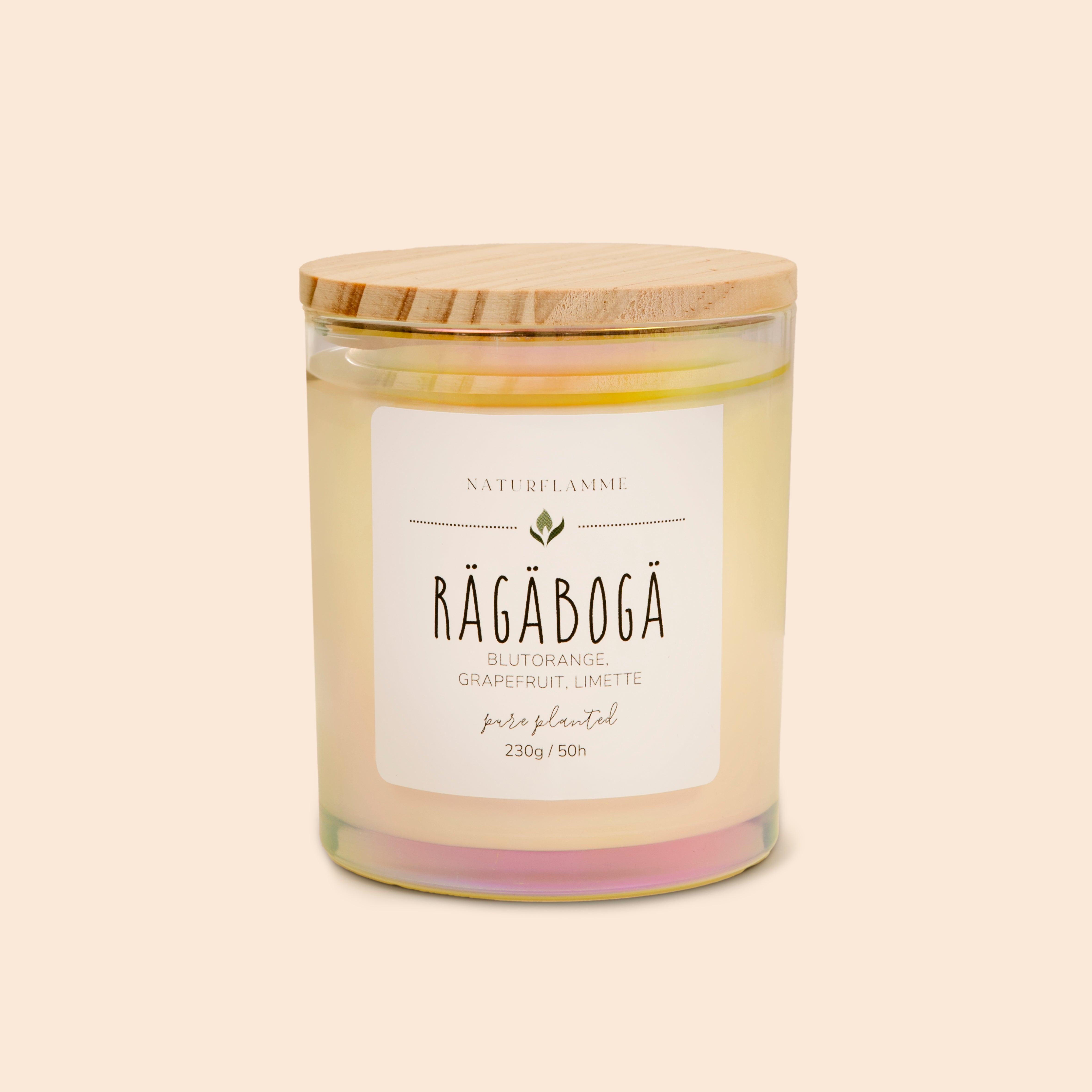Regenbogenkerze "Rägäbogä" Grapefruit, Blutorange & Limette Bio