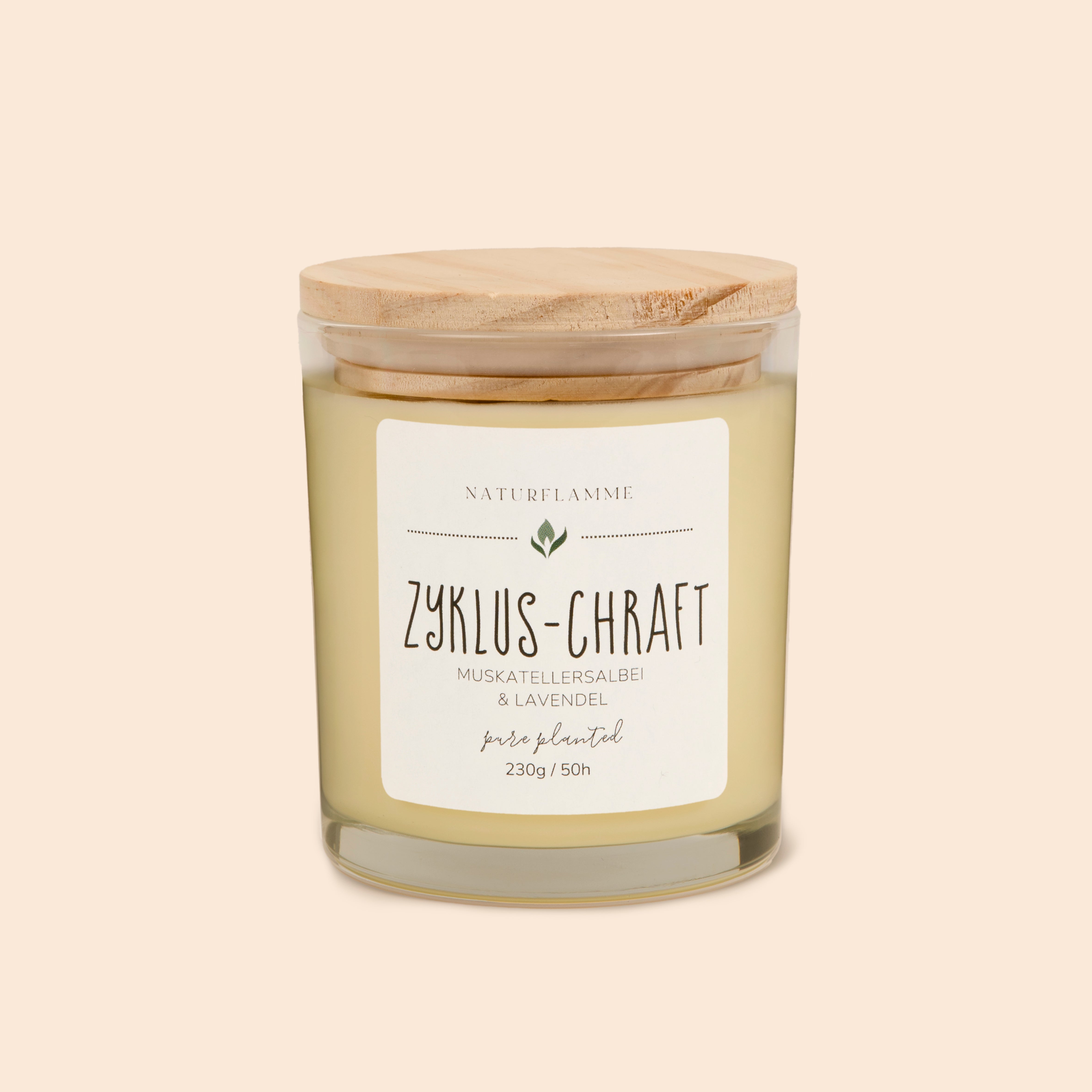 Duftkerze "Zyklus-Chraft" Muskatellersalbei & Lavendel Bio