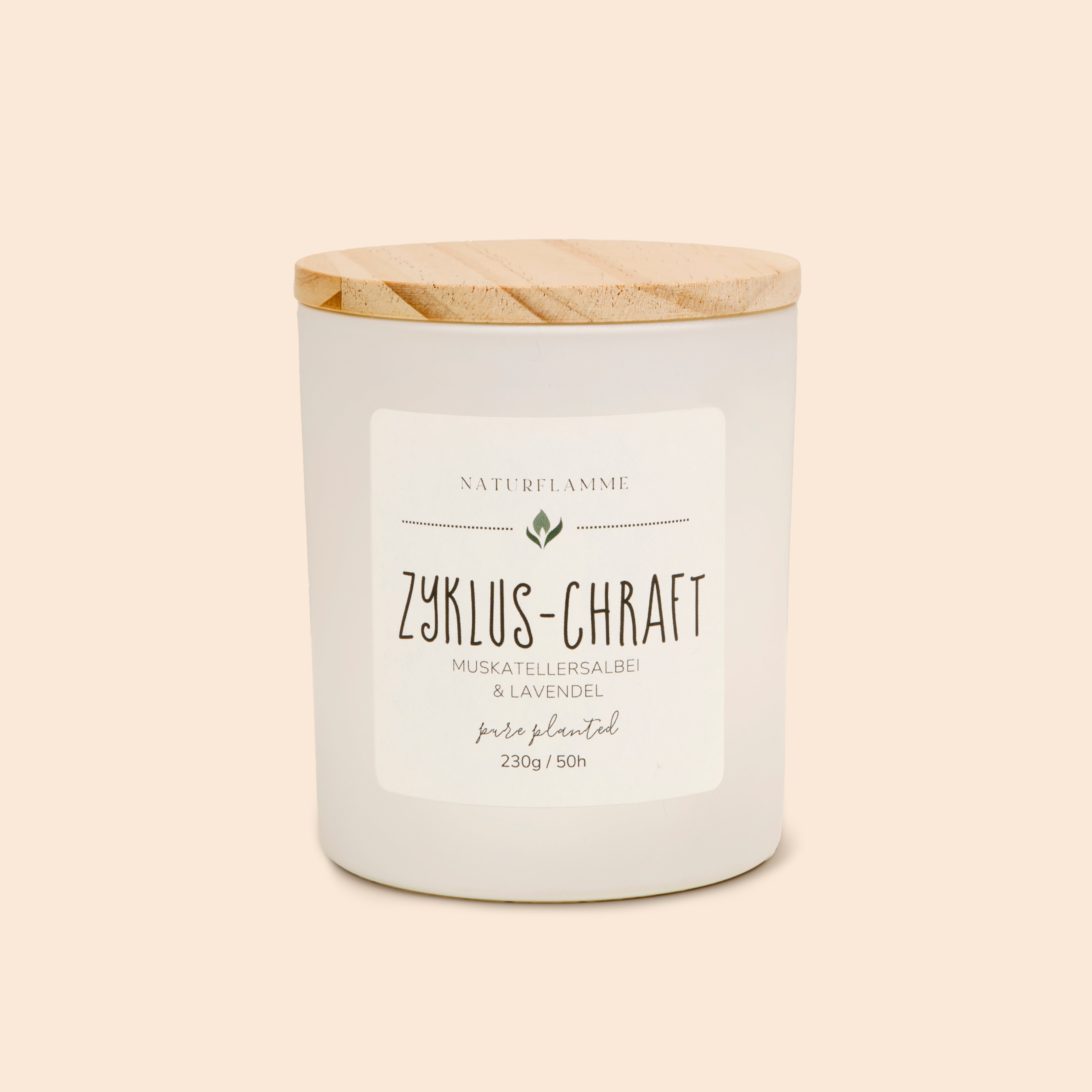 Duftkerze "Zyklus-Chraft" Muskatellersalbei & Lavendel Bio