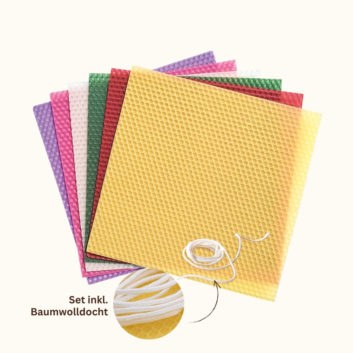 Bienenwaben-Kerzenbastelset bunt – Naturflamme