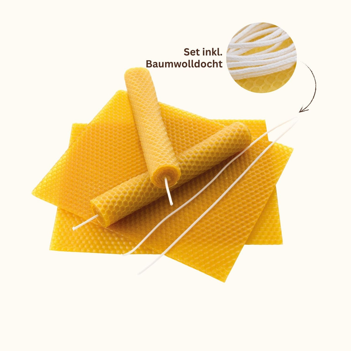 Bienenwaben-Kerzenbastelset natur – Naturflamme