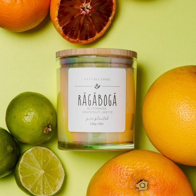 Regenbogenkerze "Rägäbogä" Grapefruit, Blutorange & Limette Bio