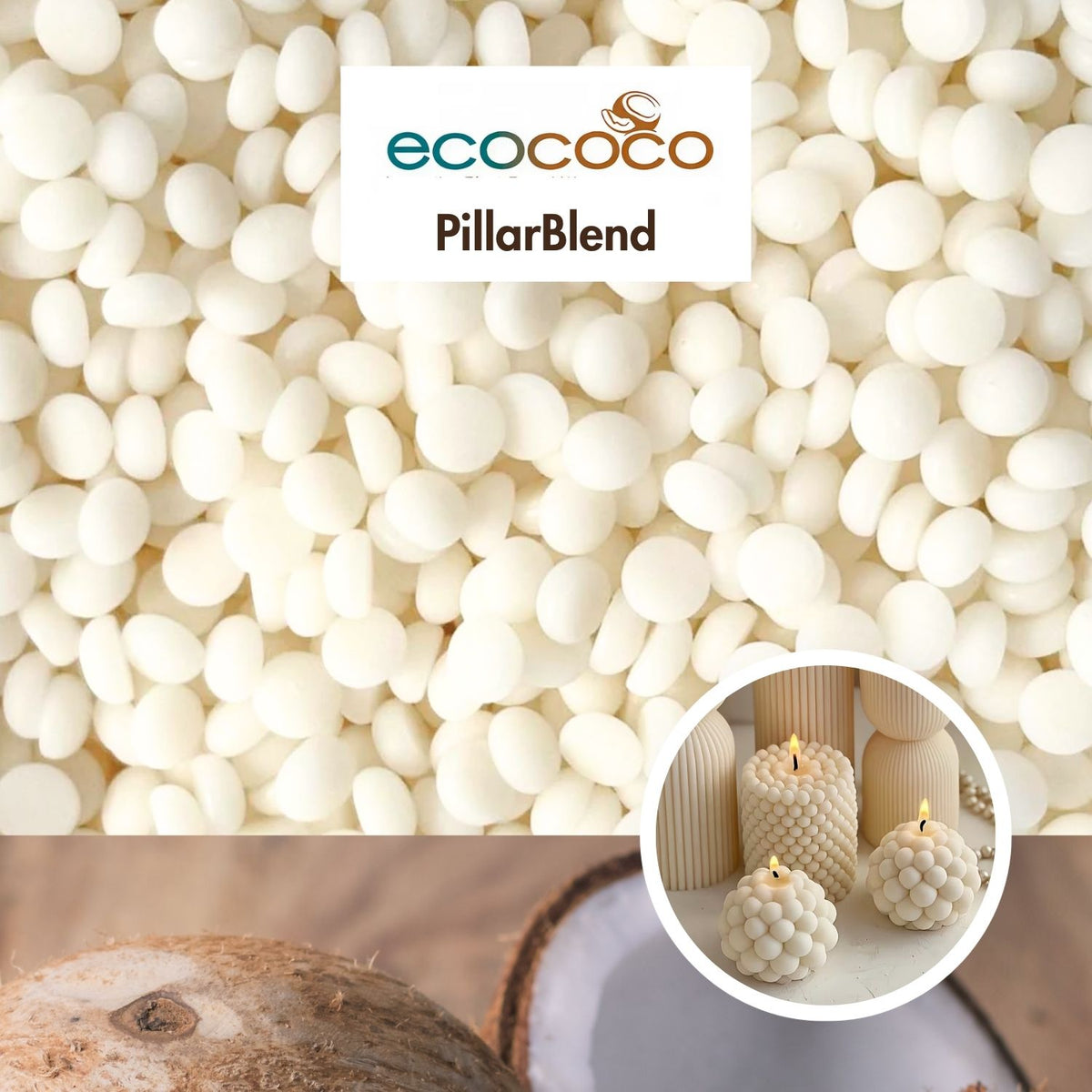 Kokoswachs EcoCoco Pillar für Standkerzen