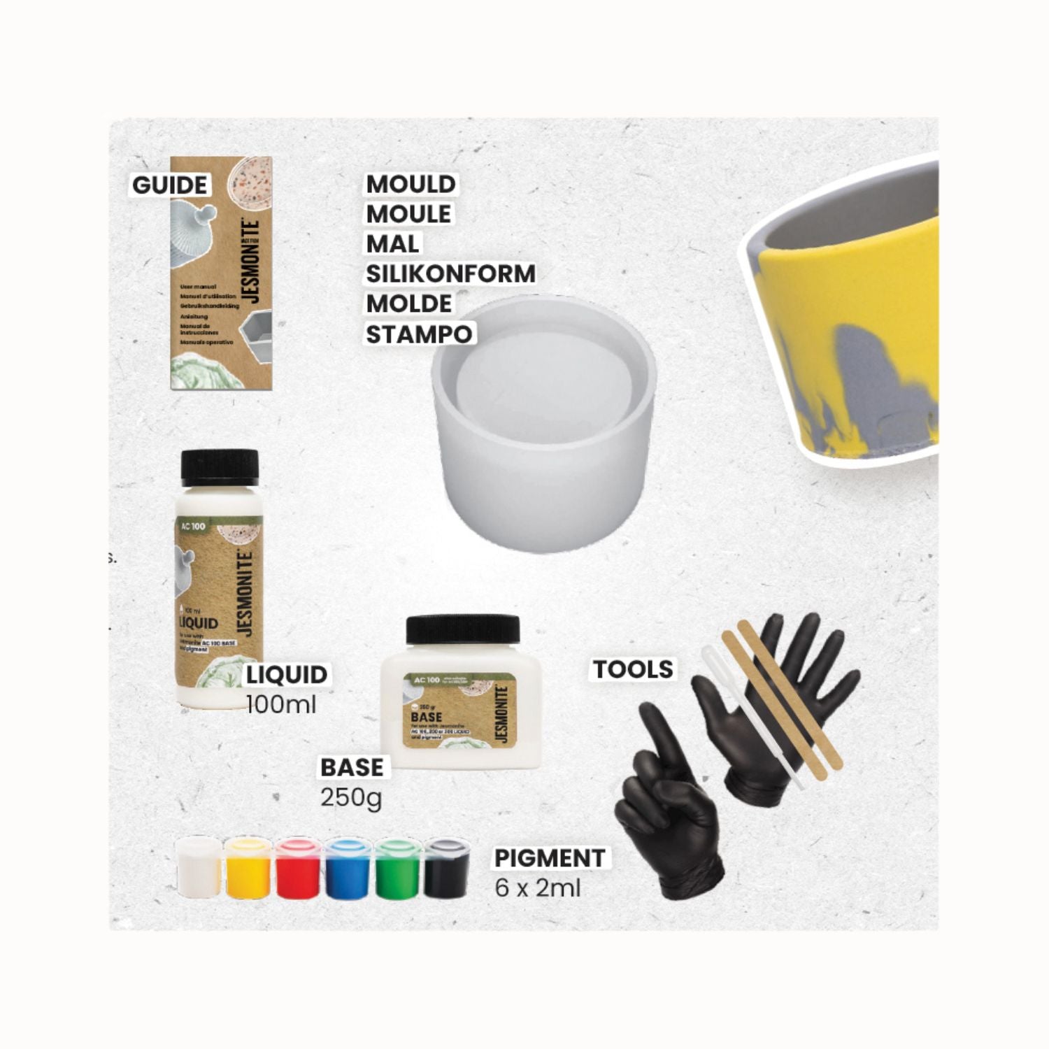 Jesmonite AC100 Mini Starter-Kit Teelichthalter