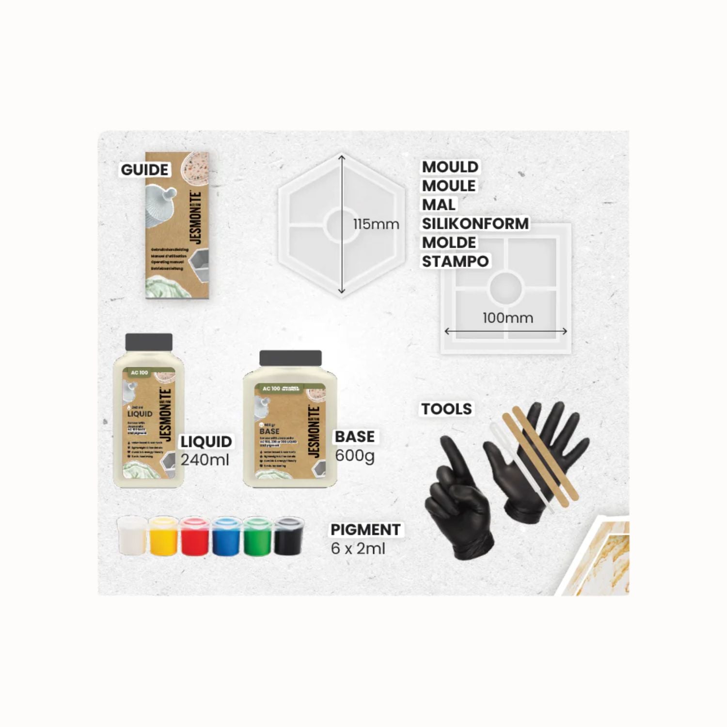 Jesmonite AC100 Mini Starter-Kit  Untersetzer / Tablet (2er-Set)