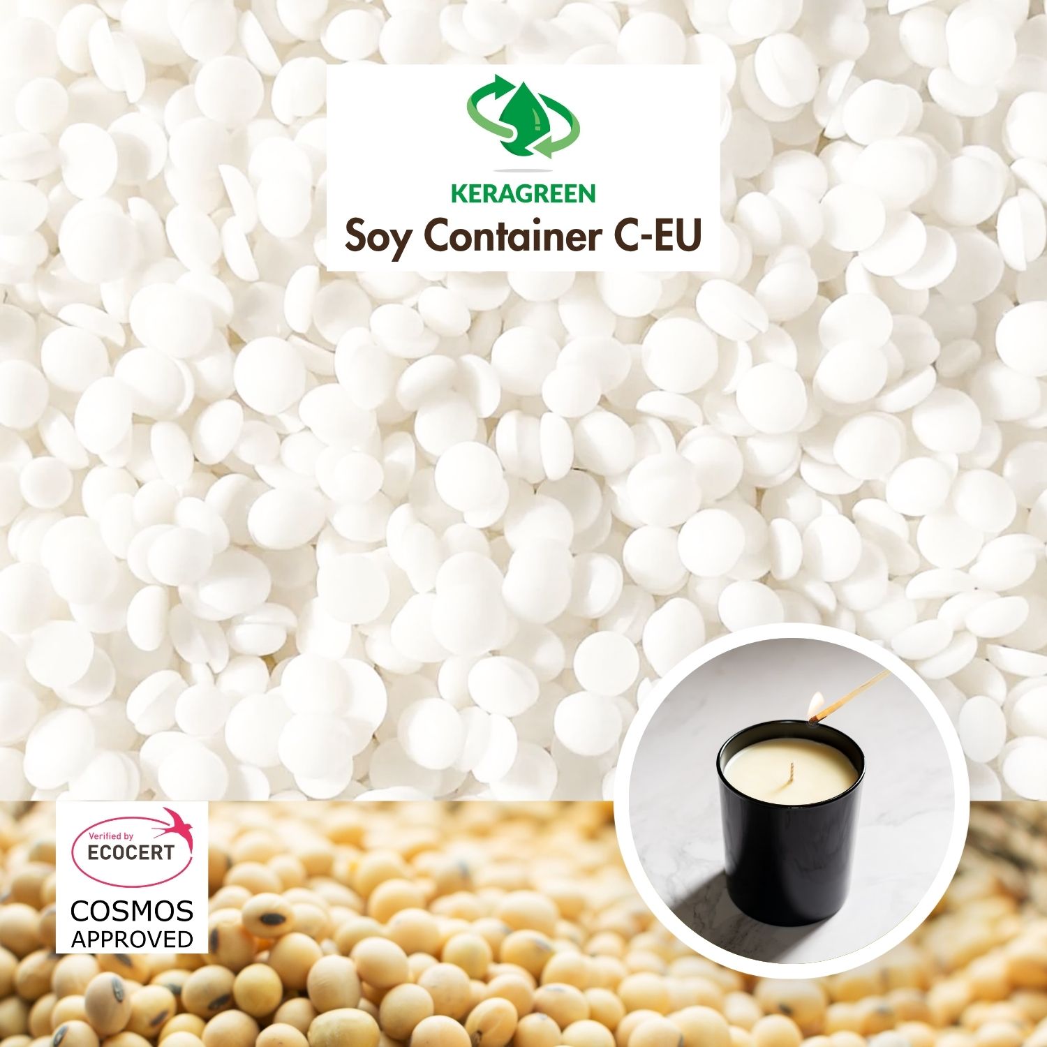 Bio Sojawachs Keragreen Soy Container für Behälterkerzen