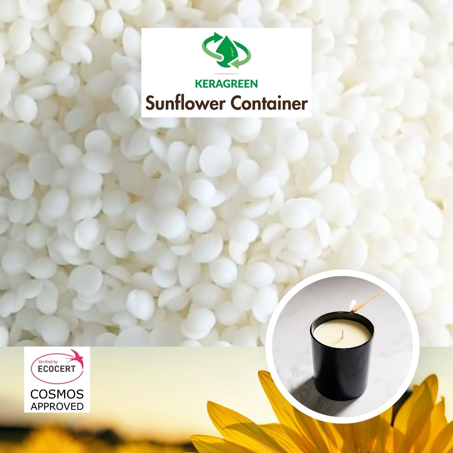 Bio Sonnenblumenwachs Keragreen Sunflower Container für Behälterkerzen