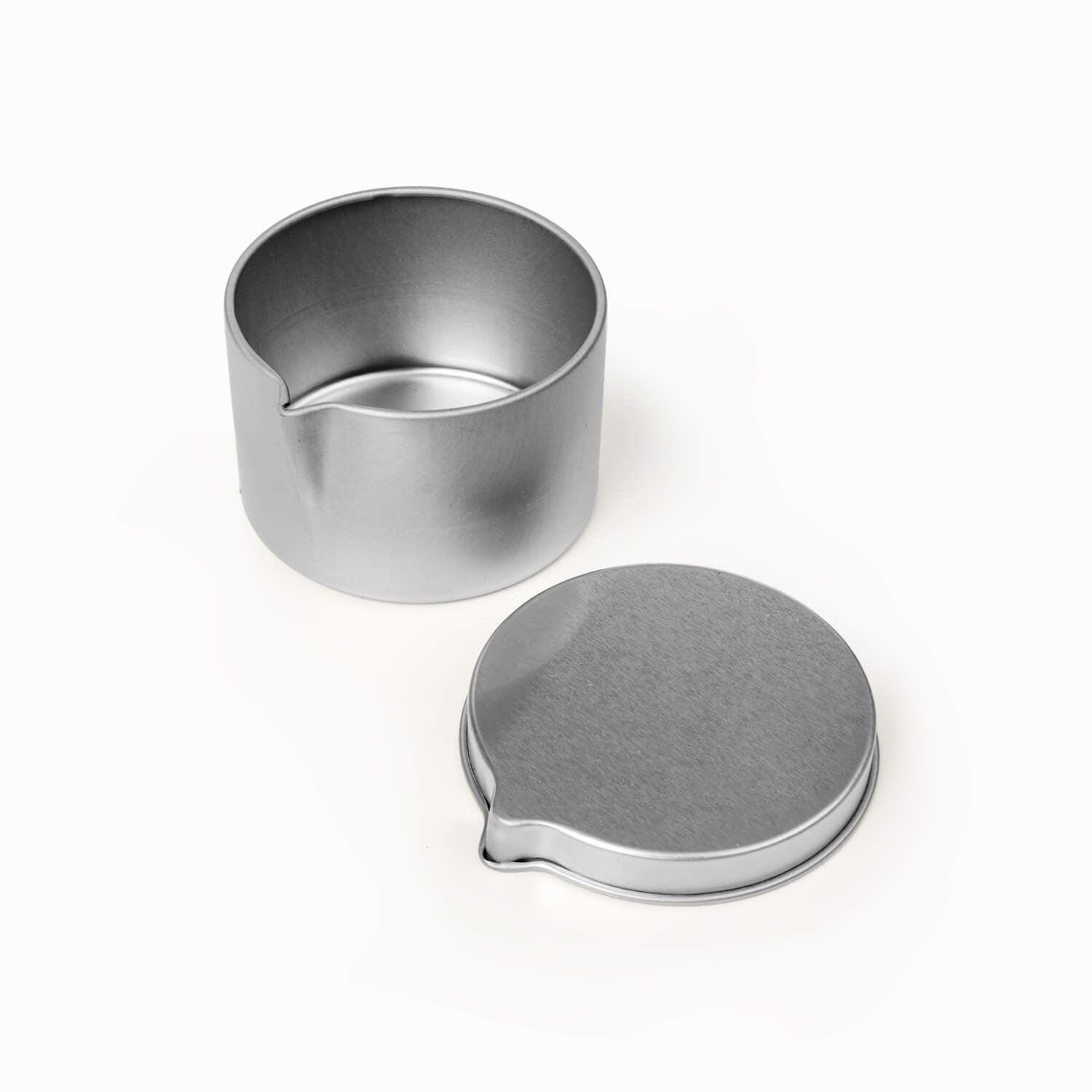 Kerzendose für Massagekerze mit Deckel, silbrig