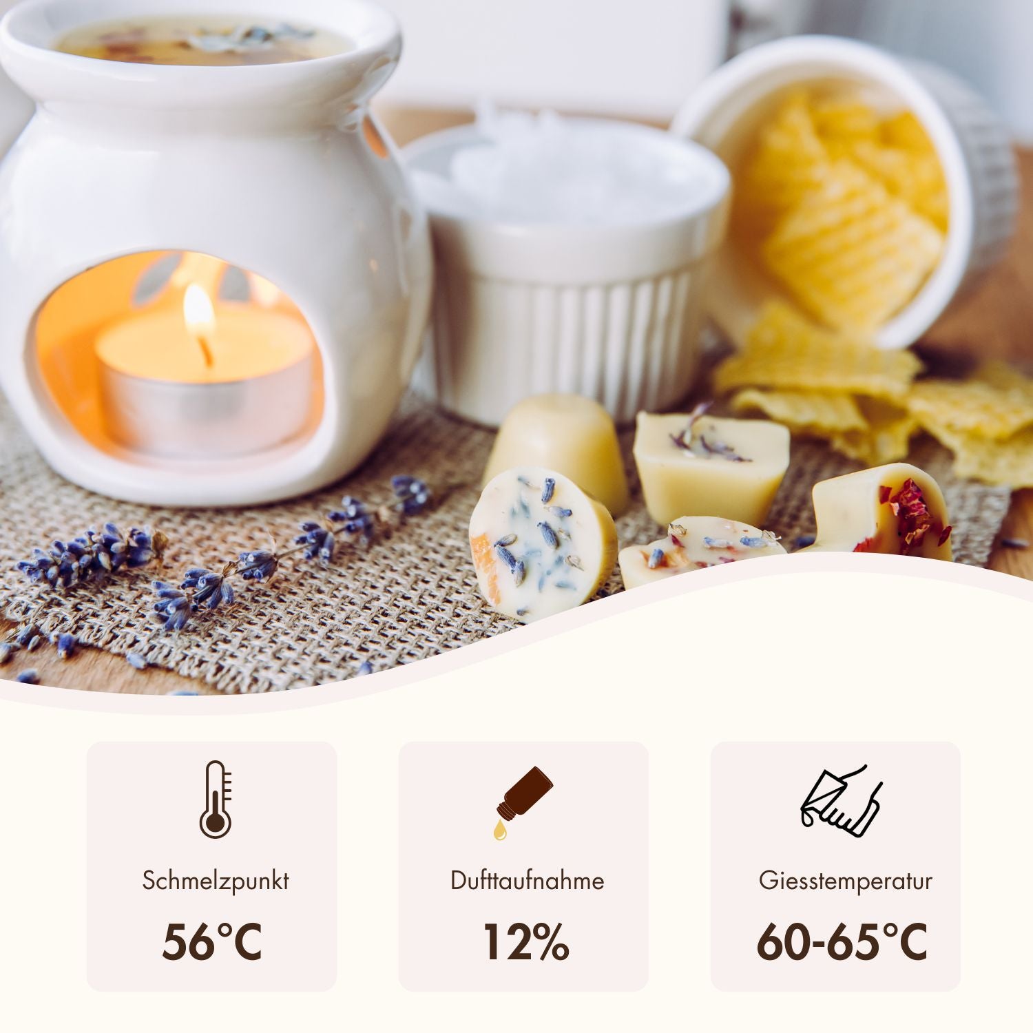 Olivenwachs Pastillen «EcoOlive Container» für Behälterkerzen