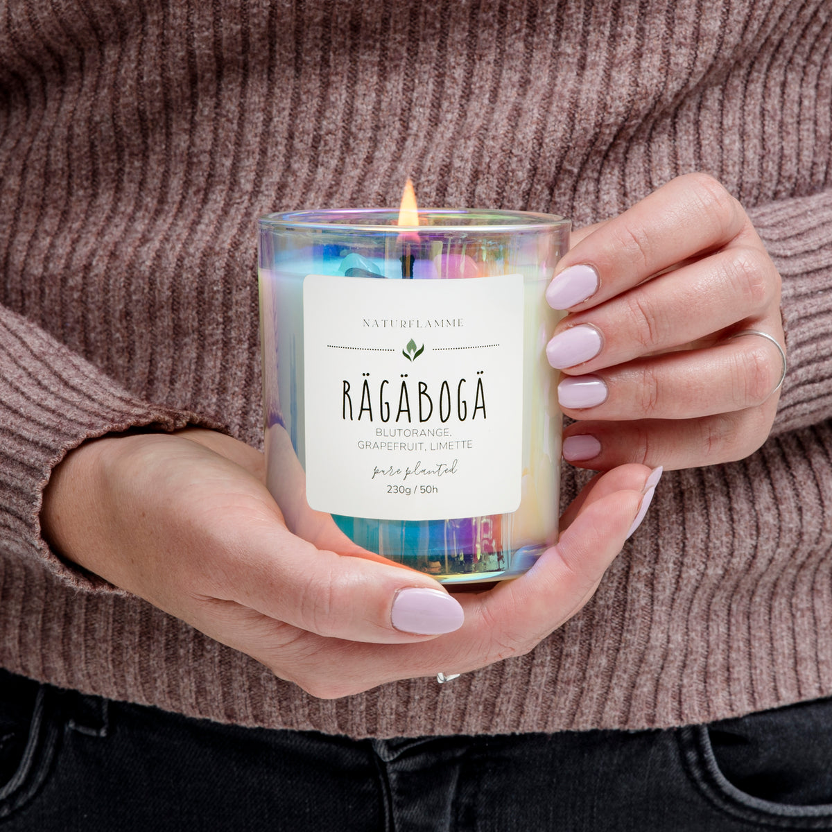 Bio Regenbogenkerze «Rägäbogä» Grapefruit, Blutorange & Limette – Naturflamme