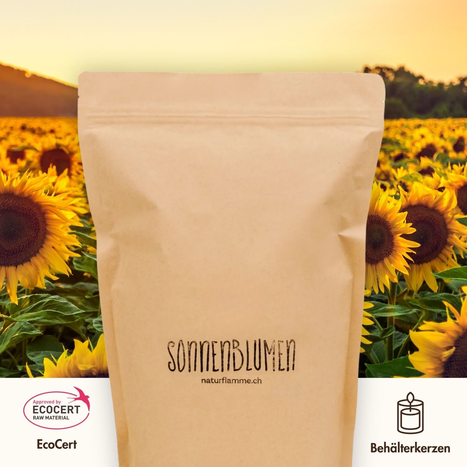 Bio Sonnenblumenwachs Pastillen «Keragreen Sunflower» für Behälterkerzen